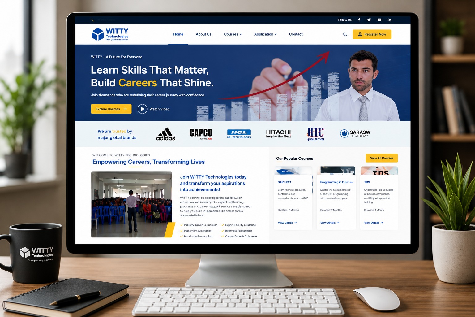Witty Technologies portal website homepage - modern frontend interface designed for service discovery and lead capture